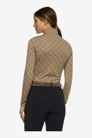 Cavalleria Toscana Mini Flock Print Half Zip Polo