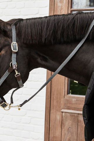 Flettet Lædergrimeskaft Grå