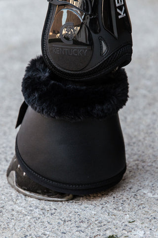 Boots i kunstlæder med kunstigt lammeskind Sort/Creme