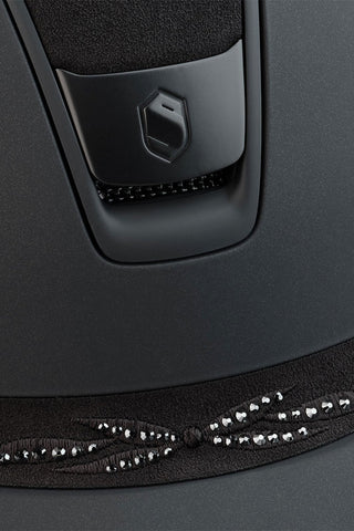 2.0 Shadowmatt Miss Shield Alcantara Top Frontal Band Flower Swarovski Black